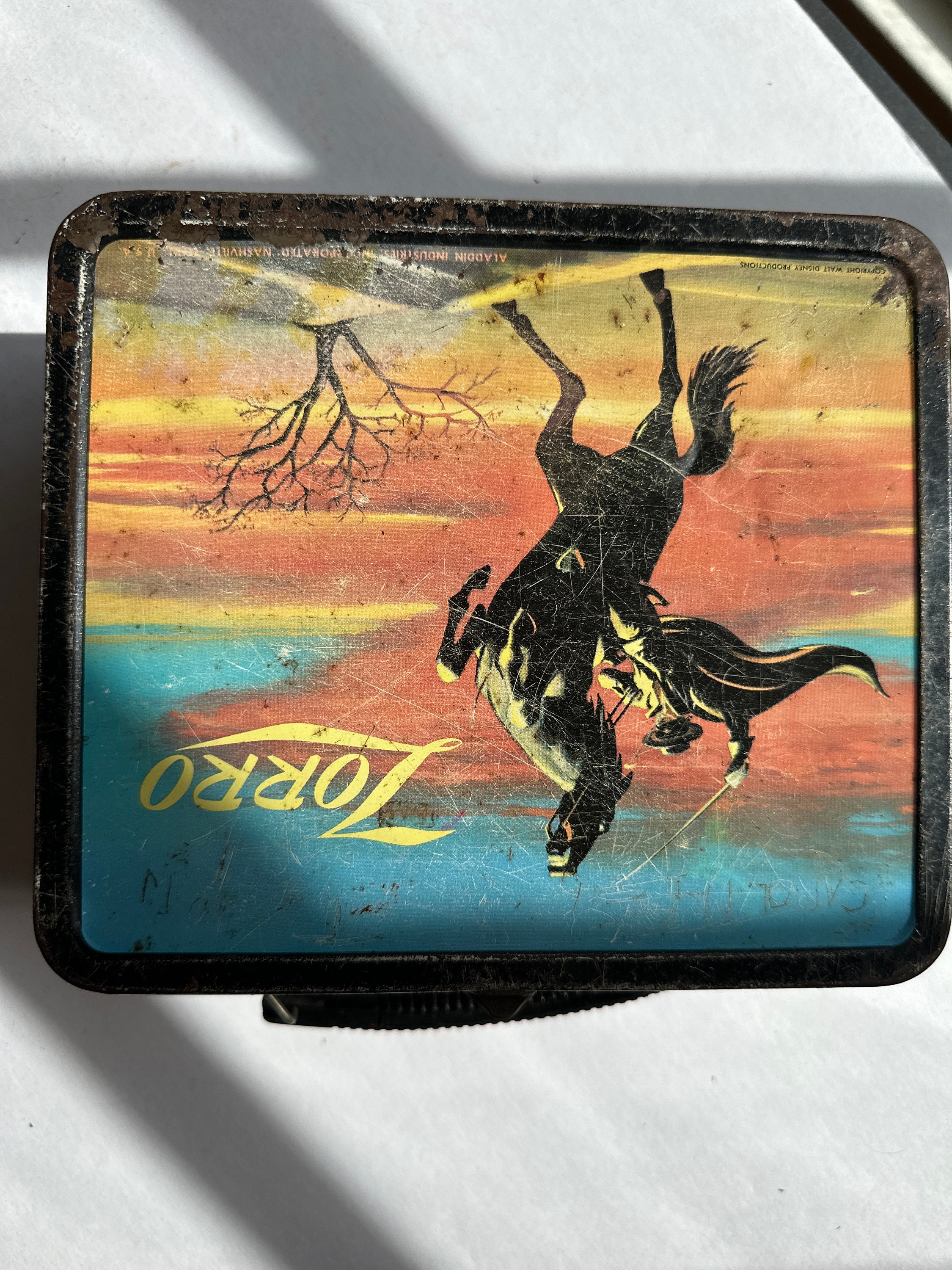 1958 Zorro Metal Lunchbox, Allison, Walt Disney, Nashville, Tenn