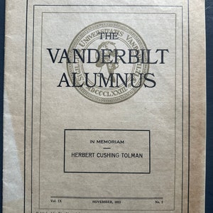Vanderbilt University, Vanderbilt Alumnus magazine, November 1923