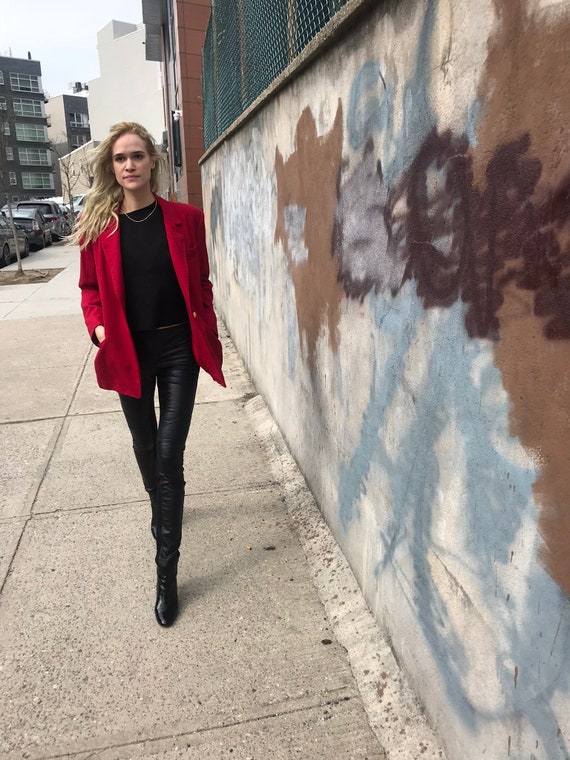 Crimson Red Vintage 100% Wool Blazer - Talbots