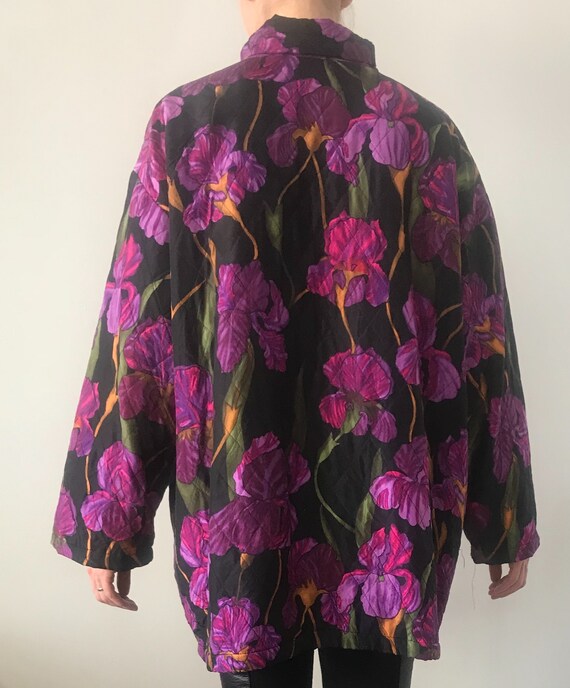 Silk Quilted Flower Pattern Kimono Coat - image 6