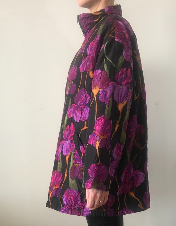 Silk Quilted Flower Pattern Kimono Coat - image 5