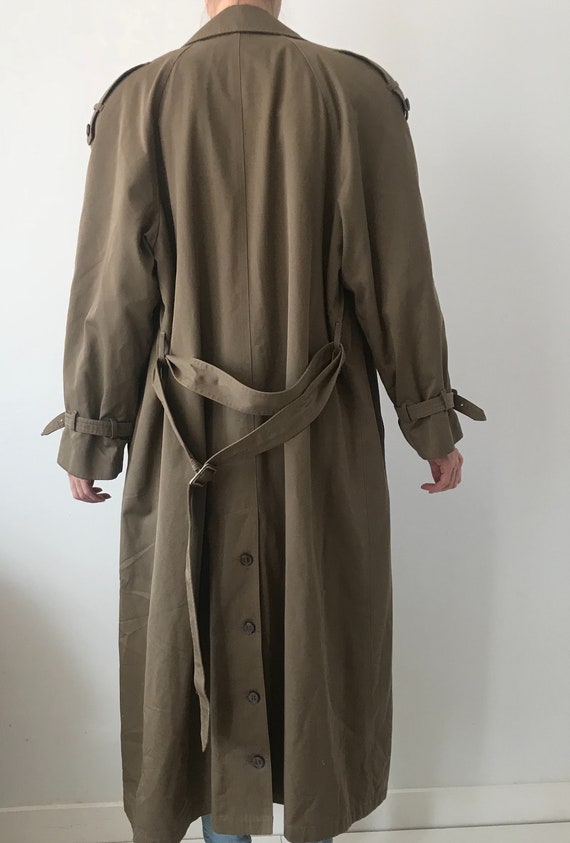 Vintage Classic Khaki Tan Belted Wool Trench Coat - image 5