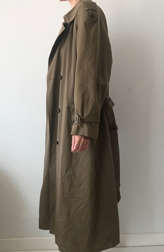 Vintage Classic Khaki Tan Belted Wool Trench Coat - image 3