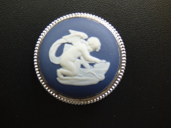 Wedgwood Rare Portland Blue Jasperware & Silver M… - image 1