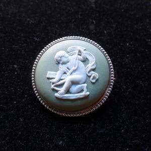 Wedgwood Green Jasperware & Sterling Silver Brooch