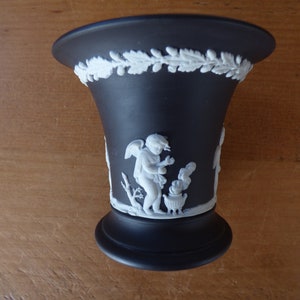 Wedgwood Rare Black Jasperware Trumpet Vase