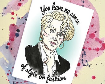 Miranda Priestly / El diablo viste tarjeta hecha a mano de Prada