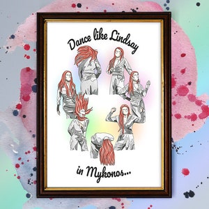 Lindsay Lohan Mykonos Dance Watercolour Print