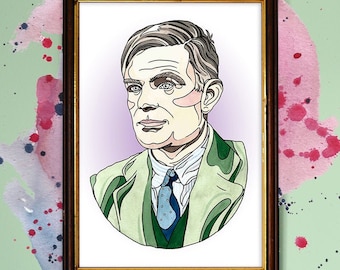 Alan Turing Watercolour Print