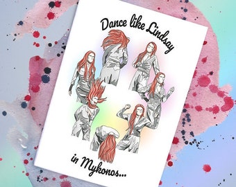 Carte faite main de danse Lindsay Lohan Mykonos