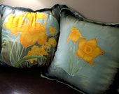 Hand-Painted Silk Pillow One of a Kind