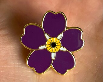 Purple flower enamel pin badge