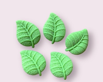 Green resin leaf cabochons, 22mm