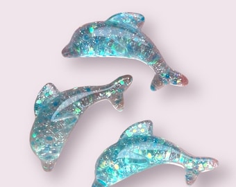 Dolphin cabochons, blue dolphin resin embellishments, flat back cabochons, sea theme cabochon, set of 5