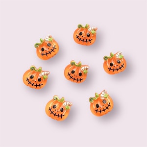 pumpkin resin cabochons, 11mm mini halloween embellishments, flat back resin pumpkin, craft supplies, Halloween crafts, 20pcs