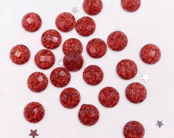 Round resin red cabochon, 8mm