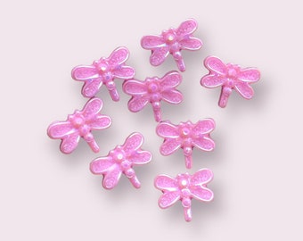 Dragonfly embellishments, 12mm pink