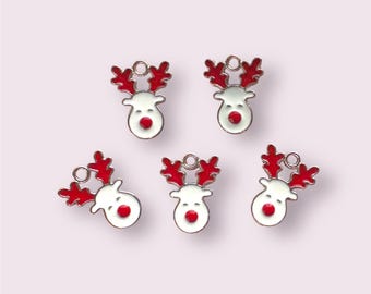 Reindeer charms, 17mm enamel Christmas charms, Reindeer pendant, Xmas earring charms, jewellery supplies, jewellery making, Xmas jewellery