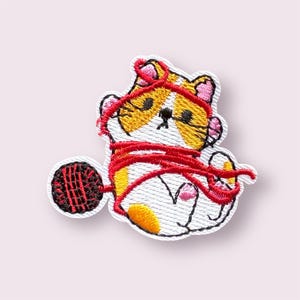 Cat iron on patch, cat iron on embroidered patches, animal patches, cat with wool, no sew patch, sewing supplies