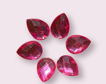 pink teardrop cabochons, flat back resin rhinestone embellishments, 18mm teardrop rhinestone cabochon, set of 20