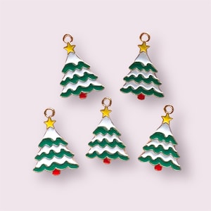 Christmas tree charms, 24mm enamel Christmas charms, jewellery supplies