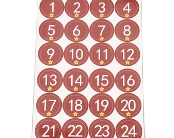 Christmas advent numbers sticker sheet, fun Christmas stickers,  childrens advent stickers, Christmas craft stickers