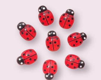 Ladybird resin cabochons, 13mm  ladybird embellishments, flat back ladybird, animal craft cabochons, craft supplies, stick on ladybirds