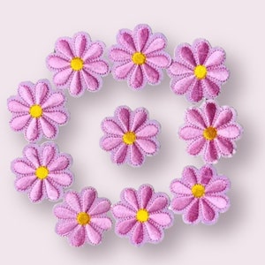 Flower patch, pink embroidered flower patch, iron on floral garment patch, decorative floral patch, no sew patch, sewing supplies