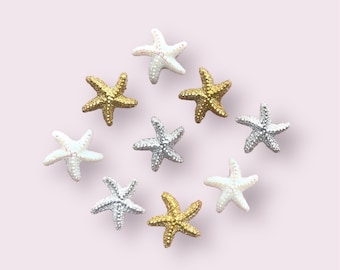 Starfish resin cabochons, 12mm mixed rhinestone effect starfish embellishments, flat back cabochons, sea theme cabochon, set of 20