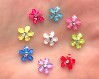 Flower cabochons, rhinestone mix colour resin flowers, 10mm resin flat back flower, floral craft embellishments
