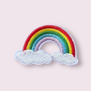 Rainbow iron on patch, embroidered rainbow patch, 56mm rainbow patch, sewing supplies, no sew patches, jacket patch