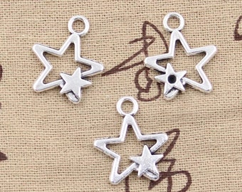 Silver star charms x 2