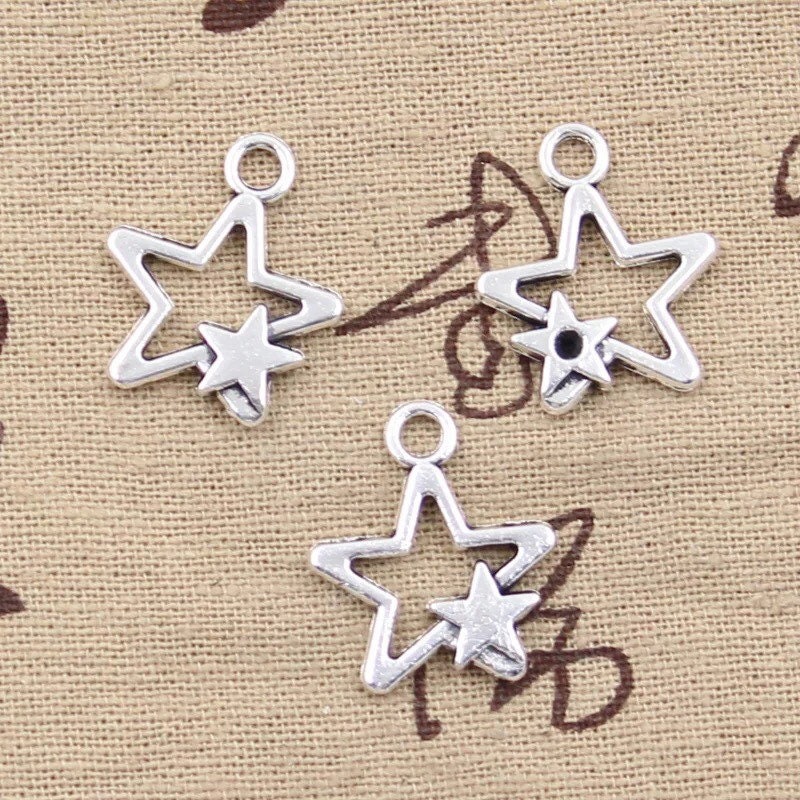 Silver star charms x 2 22mm star charm star bracelet charm Etsy