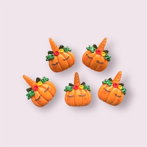 pumpkin resin cabochons, 22mm halloween embellishments, flat back resin pumpkin, craft supplies, stick on pumpkin, Halloween crafts, 5pcs