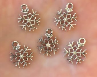 Silver Snowflake Charms, Rhinestone Christmas Jewellery, Christmas charms