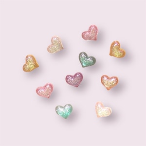 Mini heart embellishments, mixed colour 4mm hearts, flat back resin heart cabochons, pastel hearts, craft supplies, set of 50