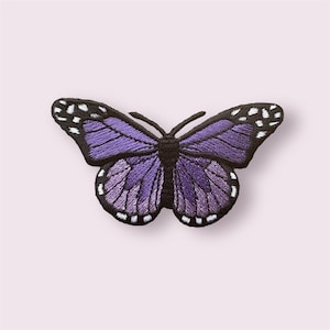 Butterfly patch, purple embroidered butterfly patch, 8cm iron on patches, garment patch, clothing accessories, 1pcs