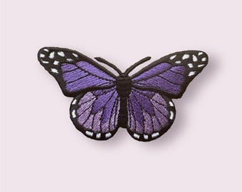 Butterfly patch, purple embroidered butterfly patch, 8cm iron on patches, garment patch, clothing accessories, 1pcs