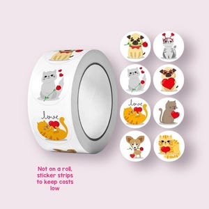 Animal circular craft stickers, 25mm cute valentines picture stickers, animal stickers, fun paper sticker, children’s stickers