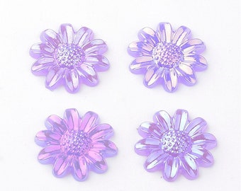 purple flower cabochon, 12mm lilac