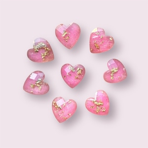 Embellissements de coeurs, coeurs roses et dorés de 12 mm, cabochons coeurs en résine à dos plat, cabochons de mariage, fournitures créatives, coeur à coller, 20 pièces