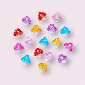 Mini cabochons de champignons, champignons à dos plat de 9 mm, embellissements de champignons de couleurs mélangées, cabochon artisanal, fournitures de bricolage, lot de 20