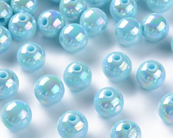10mm pale blue lustre beads