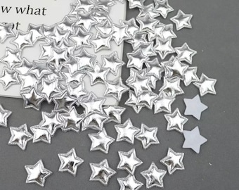 Star fabric embellishments, silver metallic 2cm shiny star, craft embellishments, craft supplies, stick on fabric stars, Christmas crafts