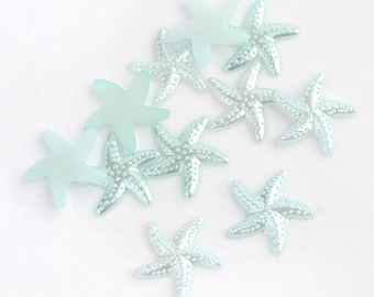 Starfish cabochons, blue 18mm