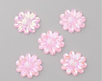 Pink flower cabochon, 12mm