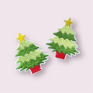 Écusson thermocollant sapin de Noël, écusson brodé de 5 cm, petits écussons de Noël, sans écussons à coudre, fournitures de couture, travaux manuels de Noël