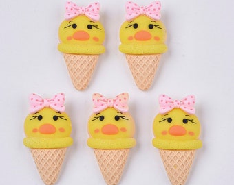 Duck ice cream  resin embellishments, set of 5