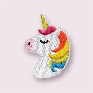 Unicorn iron on patch, white embroidered unicorn patch, unicorn garment patch, unicorn appliques, no sew patch, sewing supplies