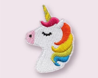 Unicorn iron on patch, white embroidered unicorn patch, unicorn garment patch, unicorn appliques, no sew patch, sewing supplies